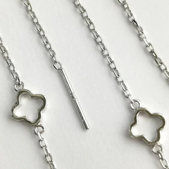 Sterling silver threader clover flower earrings 🆕 - Picture 3 of 4